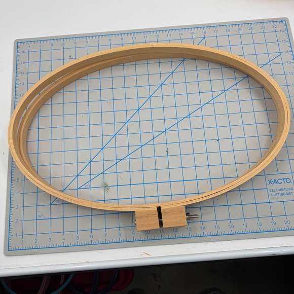Vintage 12 x 20 Inch Large Oval Wooden Embroidery Hoop Made in Taiwan Set of 2